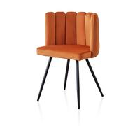 TUKAILAi Sillón Lounge Terciopelo en Forma de Concha, Silla Comedor con Patas de Metal, Sillón de Ocio Moderno, Butacas de Salón para Dormitorio/Tocador/Recepción (Naranja)