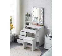 TUKAILAi - Tocador con un espejo, taburete y luces para maquillaje con cajones para el dormitorio
