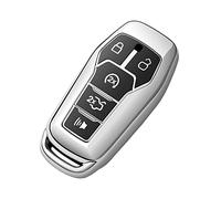 Tukellen Funda para llave Ford, funda suave de protección completa, compatible con Ford Fusion 2013-2016, Ford Mustang F-150 Explorer-Silver 2015-2017