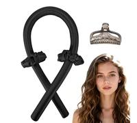 TUKEVA Heatless Hair Curlers Moldeador Heatless para Dormir Con 2 diademas y 1 pinza para el pelo Rizadores De Pelo Suaves Para Dormir Banda Rizadora sin Calor para Cabello Largo y Mediano (Negro, M)