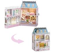 TuKIIE Kit de casa de muñecas en miniatura con muebles, escala 1:32, habitación creativa, abierta y cerrada, mini casa de muñecas de madera para niños, adolescentes y adultos (castillo romántico)