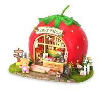 TuKIIE Kit de casa en miniatura con muebles, escala 1:100, habitación creativa, mini casa de muñecas de madera, rincón de libro para niños, adolescentes y adultos (Berry Shop)