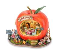 TuKIIE Kit de casa en miniatura con muebles, escala 1:100, habitación creativa, mini casa de muñecas de madera, rincón de libro para niños, adolescentes y adultos (Apple House)