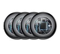 Tukio Air Tags Smart Tracker 4 Pack Negro Tinta, Buscador de Objetos Bluetooth Finder, Funciona con Buscar Apple (sólo iOS), Batería Reemplazable, Localizador para Llaves/Carteras/Equipajes