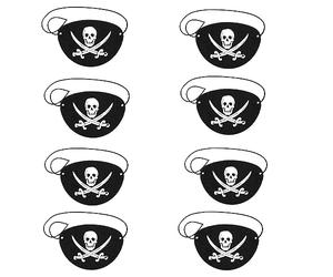 TUKNN 8 Piezas Parche Pirata, Parches Ojo Pirata, Accesorios Pirata, Parche de Ojo de Pirata Negro, Parche de Ojo de Pirata de Fieltro Negro, Parches Piratas Niños, Adulto