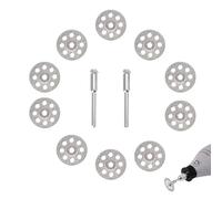 TUKNN Discos Dremel Diamante, Disco Corte Diamante Dremel, Hojas de Sierra Circulares de Diamante, Mini Hoja de Sierra Circular, Discos de Corte y 2 Mandriles para Herramienta Rotativa, 25mm, 10PCS