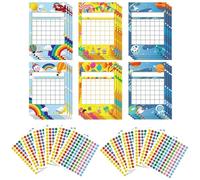 TUKNN Gráficos de Incentivos para el Aula, Tablero de Recompensas para Niños, Cartas de Recompensas, Tabla Recompensa, Tabla de Recompensa, con 1440 Pegatinas de Sonrientes, 24 Piezas