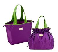 TUKRKRS 2PACK Reusable Grocery Bags Large and Foldable, Multi-Purpose Reusable Shopping Tote Bags for Market, Storage or Picnic Use, Heavy Duty Holds 35 lbs, 17.3 × 16.5 × 3.9 in(Purple)