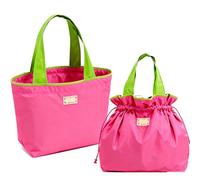 TUKRKRS 2PACK Reusable Grocery Bags Large Capacity, Foldable Reusable Shopping Tote Bags for Daily Market or Travel, Heavy Duty Handles, Holds 35 lbs, 17.3 in × 16.5 in × 3.9 in(Rosa)