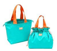 TUKRKRS 2PACK Reusable Grocery Shopping Bags Large, Foldable Reusable Tote Bag for Market or Storage, Heavy Duty Handles Hold 35 lbs, Washable and Portable, 17.3 × 16.5 × 3.9 in(Sky blue)