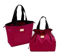 TUKRKRS 2PACK Reusable Shopping Bags and Grocery Bags, Foldable Reusable Tote Large Capacity for Groceries or Market, Heavy Duty Handles Hold 35 lbs, 17.3 × 16.5 × 3.9 in(Red)