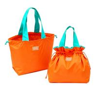 TUKRKRS 2PACK Reusable Shopping Bags Large Capacity, Reusable Grocery Totes Foldable for Storage, Market, Picnic or Daily Use, Strong Handles Hold 35 lbs, 17.3 × 16.5 × 3.9 in(Orange)