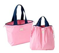 TUKRKRS 2PACK Reusable Tote Bags, Reusable Grocery Shopping Bags Heavy Duty, Foldable and Portable Large Capacity Totes for Travel, Market or Storage, 35 lbs Load, 17.3 × 16.5 × 3.9 in(Light pink)