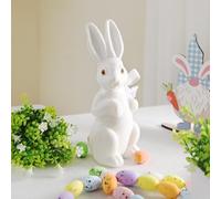 TUKRKRS 3 Pack White Foam Easter Rabbits Decoration - Cute Standing Bunny Ornaments with Ribbon, Artificial Animal Craft for DIY Wreath, Mantel, Shelf & Spring Farmhouse Decor(White Rabbit)