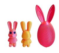 TUKRKRS 3D Printed Luminous Easter Egg with Bunny Inside - 8.5" Large Glow in The Dark Rabbit Figurine Surprise - Gradient Rainbow Color PLA Egg Container - Unique Easter Basket Stuffer(Pink Gold)