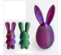 TUKRKRS 3D Printed Luminous Easter Egg with Bunny Inside - 8.5" Large Glow in The Dark Rabbit Figurine Surprise - Gradient Rainbow Color PLA Egg Container - Unique Easter Basket Stuffer(Iridescent#2)