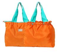 TUKRKRS 5PACK Foldable Shopping Bag, Washable Reusable Tote for Groceries, Picnic, and Daily Errands, Heavy Duty Design Holds 35 lbs, 17.3 × 16.5 × 3.9 in orange color