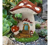 TUKRKRS Accessories Mushroom House Statue - Resin Outdoor Garden Decor, Miniature Red Toadstool Cottage Figurine for Lawn, Yard Art, Patio & Micro Landscape Decoration