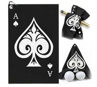 TUKRKRS Ace of Spades Poker Print Golf Towel with Hook - 15.75"x23.62" for Guys - Funny Gift for Golf Buddies - Quick Dry Microfiber for Clubs Balls