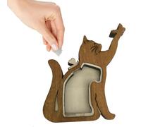 TUKRKRS Cat Hair Keepsake Box - Solid Wooden Cat Silhouette Memory Box for Fur, Teeth or Ashes, A Decorative Tabletop Display and Thoughtful Gift for Lovers Missing Their Pet(Brown Kitten)