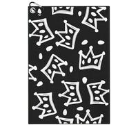 TUKRKRS Crown Pattern Golf Towel 15.75x23.62 Inch with Carabiner Clip, Microfiber with Cellular Texture, Highly Absorbent Quick Dry, Soft Lint Free for Bag and Clubs(Negro)