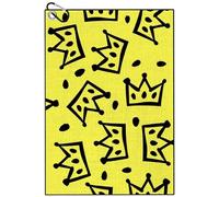 TUKRKRS Crown Pattern Golf Towel 15.75x23.62 Inch with Carabiner Clip, Microfiber with Cellular Texture, Highly Absorbent Quick Dry, Soft Lint Free for Bag and Clubs(Yellow)