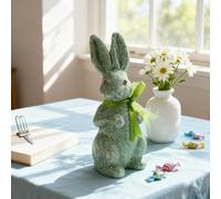 TUKRKRS Cute Blue Foam Easter Rabbit Ornaments 3 Pack Standing Bunny Figures for Spring Decor, Unbreakable Animal Sculpture for Mantel, Desk, Office Unique (Green Rabbit)