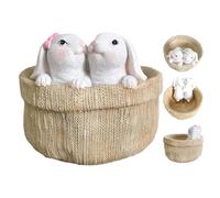 TUKRKRS Easter Rabbit Succulent Planter Pot - Cute Kissing Bunny Resin Flower Pot with Drainage Hole, Woven Sack Shaped Container for Indoor Plants, Cactus Spring Garden Decor