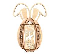 TUKRKRS Easter Wooden Bunny Lantern Hollow Rabbit Silhouette Tabletop Decor 7" Miniature Handcrafted Wood Lantern Frame for Spring Party, Garden Office - Whimsical DIY Candle Shade(Option A)
