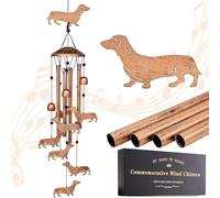TUKRKRS French Bulldog Wind Chimes for Outside - Retro Copper Frenchie Dog Memorial Gifts for Pet Loss,Sympathy Windchime Unique Garden Patio Decor, Best Dog Mom Gifts for Women Meny(Dachshund)