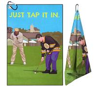 TUKRKRS Funny Slogan Print Microfiber Golf Towel with Aluminum Carabiner Hook - 15.7"x23.6" Large Size for Men Women Golfers - Quick Dry Absorbent for Cleaning Clubs Balls Hands and Bag