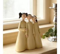 TUKRKRS Hand-Painted Sisterhood & Friendship Figurines, Sculpted Resin Statues of Sisters and Angel Sentimental Home Decor Ornaments, Best Friend Birthday Gifts for Women(Three's Company)