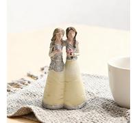 TUKRKRS Hand-Painted Sisterhood & Friendship Figurines, Sculpted Resin Statues of Sisters and Angel Sentimental Home Decor Ornaments, Best Friend Birthday Gifts for Women(Double Bouquet Sisters)