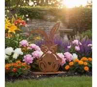 TUKRKRS Happy Easter Decorations Outdoor Garden - Rustic Metal Bunny Silhouette for Spring Holiday Party, Iron Art Rabbit Yard Stakes for Easter Egg Hunt, Lawn Backyard Decor(Rabbit Chassis)