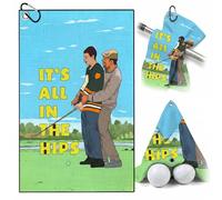 TUKRKRS “It’s All In The Hips” Golf Towel 15.7x23.6 Inch with Aluminum Hook, Microfiber Cellular Texture, Highly Absorbent Quick Dry, for Long Drive Power Training