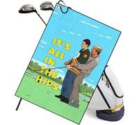 TUKRKRS It's All In The Hips Print Microfiber Golf Towel with Aluminum Hook - 15.7"x23.6" for Caddies - Quick Dry Absorbent for Cleaning Player Clubs Balls and Hands