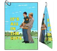 TUKRKRS It's All In The Hips Print Microfiber Golf Towel with Aluminum Hook - 15.7"x23.6" for Golf Buddies Teammates - Quick Dry Absorbent for Cleaning Clubs Balls Hands