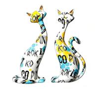 TUKRKRS Modern Resin Cat Statue Set of Creative Abstract Art Animal Figurines for Living Room Decor Bookshelf TV Stand Ornaments Unique Valentine's Day Decorative Ornaments(Letters)