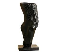 TUKRKRS Modern Resin Horse Head Statue Drinking Horse Sculpture Western European Style Equestrian Home Decor Art Figurine for Living Room Office Bookshelf Gift for Horse Lovers 11.8 Inch(Negro)