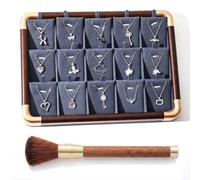 TUKRKRS Mother’s Day Gift Stackable Jewelry Organizer Tray, Leather Case with Soft Brush, Multiple Sections for Mom’s Rings Earrings, A Place for Her Treasures(Pendant tray)