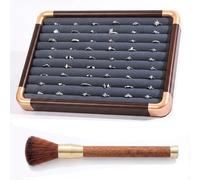 TUKRKRS Mother’s Day Gift Stackable Jewelry Tray for Mom, Leather Organizer with Soft Brush, 15 Grids for Rings Earrings Necklaces, Keeps Vanity Tidy(54-slot ring tray)