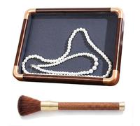 TUKRKRS Mother’s Day Gift Stackable Jewelry Tray for Mom, Leather Organizer with Soft Brush, 15 Grids for Rings Earrings Necklaces, Keeps Vanity Tidy(Empty tray)