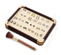 TUKRKRS Mother’s Day Gift Stackable Velvet Jewelry Tray for Small Spaces, Wooden Organizer with Soft Premium Lining, Rounded Edges, for Rings Earrings Necklaces, Gift Box(Caja para pendientes)