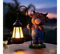 TUKRKRS Ornaments Solar Light Up Statue - Welcoming Turtle & Yak Animal Figurines Holding Lantern, Weatherproof Outdoor Decoration for Front Door, Walkway, Balcony & Landscape(Calf)