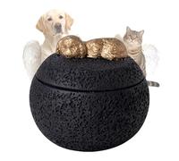 TUKRKRS Pet Urns for Dogs, Keepsake Urn for Dog, Small Keepsake urns, Mini urns for Dogs,Pet Memorial Gifts, Sympathy Gift for Dog Lovers, Handcrafted Wooden Box,5x4.7inch(Black Puppy)