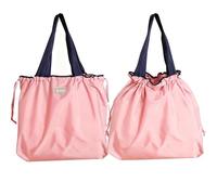 TUKRKRS Pink Reusable Grocery Shopping Bag, Heavy Duty Foldable Tote with Reinforced Seams, Ideal for Daily Shopping or Storage, 35 lbs Hold, 17.3 × 16.5 × 3.9 in 5PACK