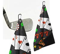 TUKRKRS Poker Number 100-50-77-777 Print Microfiber Golf Towel with Aluminum Hook - 15.75"x23.62" for Men - Quick Dry Absorbent for Clubs Balls Hands