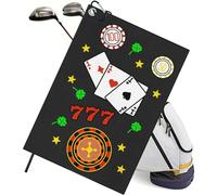 TUKRKRS Poker Number 100-50-77-777 Print Microfiber Golf Towel with Hook - 15.75"x23.62" for Casino Fans - Quick Dry Absorbent for Clubs Balls