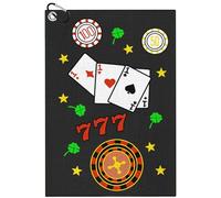 TUKRKRS Poker Number 100-50-77-777 Print Microfiber Golf Towel with yHook - 15.75"x23.62" for Women - Quick Dry Absorbent for Clubs Balls Hands