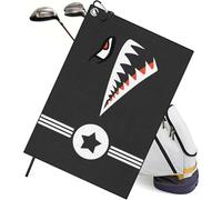 TUKRKRS Shark Ocean Animal Print Microfiber Golf Towel with Aluminum Hook - 15.75"x23.62" Large for Surfers Beach Lovers - Quick Dry Absorbent for Clubs Balls